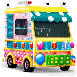 Ice Cream Truck With Polka Dots PNG Qes