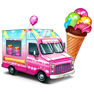 Ice Cream Truck With Sparkles PNG 75