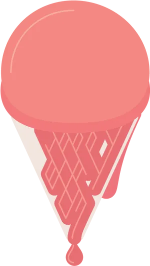 Ice Cream Waffle Cone Dripping PNG image