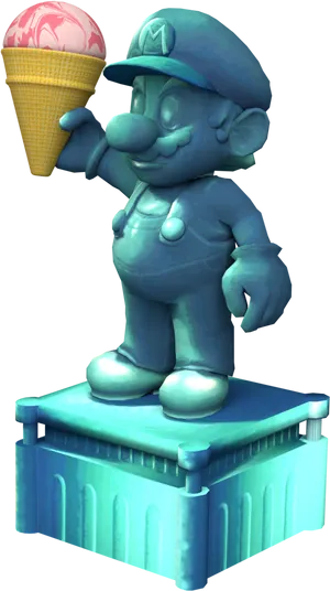 Ice Sculpture Mariowith Ice Cream PNG image