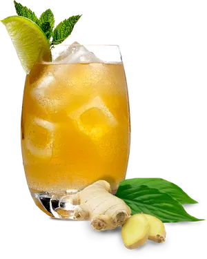 Iced Ginger Drinkwith Limeand Mint.jpg PNG image