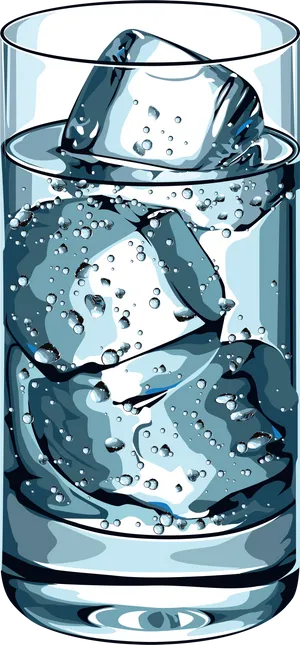 Iced Water Glass Vector Illustration PNG image