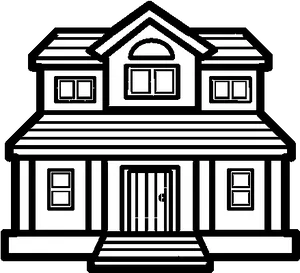 Iconic Blackand White Mansion Drawing PNG image