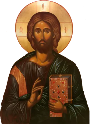 Iconic Christ Pantocrator Portrait PNG image
