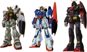 Iconic Gundam Mecha Trios PNG image