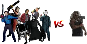 Iconic Horror Characters Faceoff PNG image