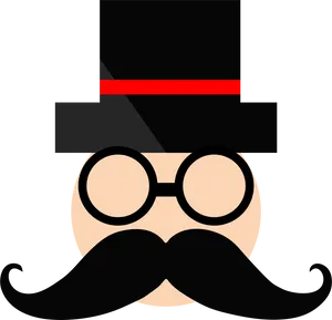 Iconic Mustache Glassesand Hat PNG image