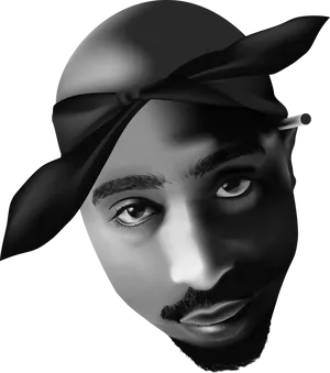 Iconic Rapper Graphic Portrait PNG image