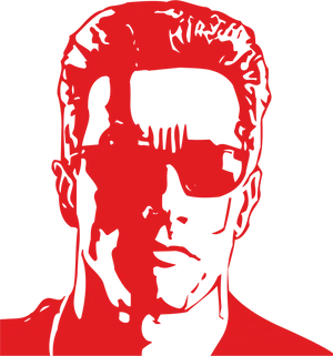 Iconic Red Silhouette Terminator PNG image