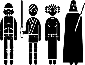 Iconic Sci Fi Characters Silhouettes PNG