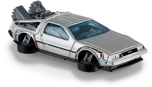 Iconic Silver Time Travel Vehicle PNG image