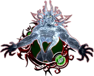 Icy Demonic Figurewith Heart Background