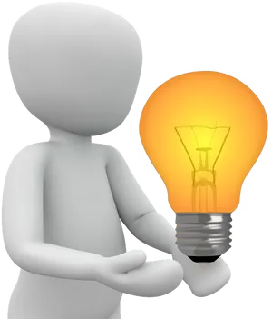 Idea Concept3 D Character Holding Light Bulb PNG image