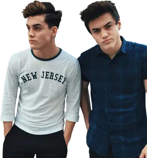 Identical Twins Casual Outfits PNG image