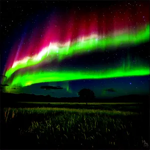 Idyllic Aurora Over Countryside Png Waf17 PNG image