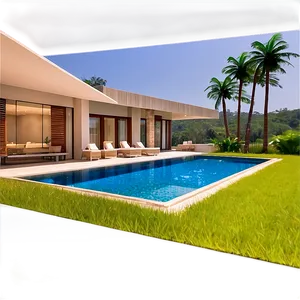 Idyllic Mansion Pool PNG Fil PNG