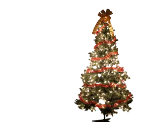 Illuminated Christmas Treewith Golden Bow