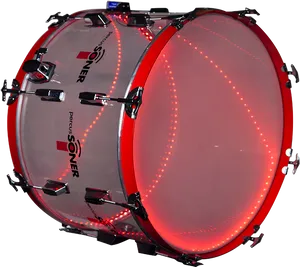 Illuminated Red Bass Drum PNG image