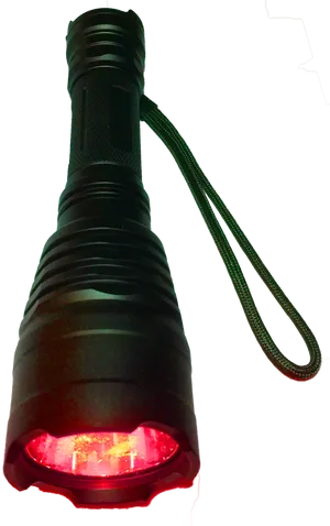 Illuminated Red Flashlightat Night PNG image