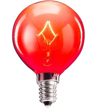 Illuminated Red Light Bulb PNG image