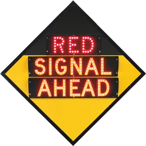 Illuminated Red Signal Ahead Road Sign PNG image