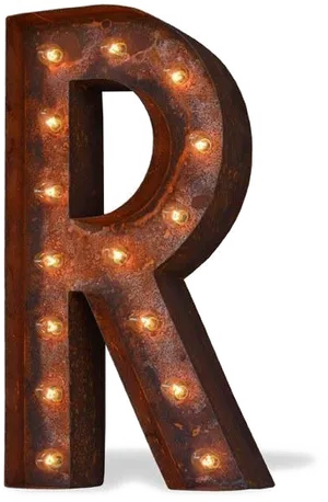 Illuminated Rustic Metal Letter R PNG image