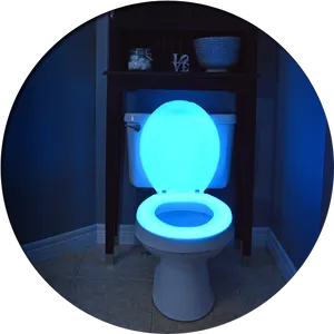 Illuminated Toiletin Dark Room PNG image