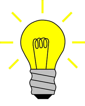 Illuminated Yellow Lightbulb Graphic PNG image