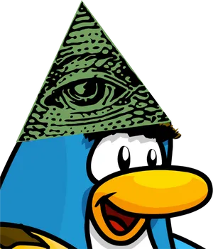 Illuminati Penguin Cartoon Mashup PNG image