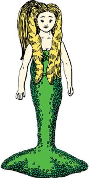 Illustrated Blonde Mermaid Artwork PNG image