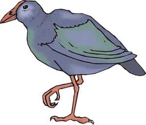 Illustrated Blue Bird Walking