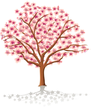 Illustrated Cherry Blossom Tree PNG image