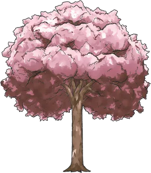 Illustrated Cherry Blossom Tree PNG image