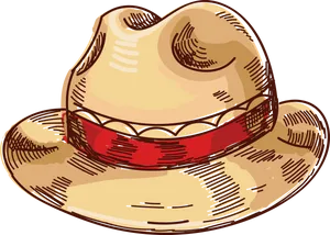 Illustrated Cowboy Hatwith Red Band PNG image