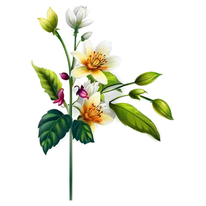 Illustrated Flower Stem PNG 06132024