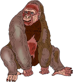 Illustrated_ Gorilla_ Portrait PNG image