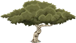 Illustrated Green Treeon Black Background