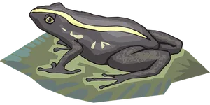 Illustrated Grey Frog On Leaf PNG image