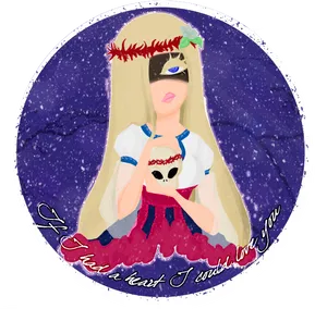 Illustrated Masked Blonde Character Holding Skull PNG image