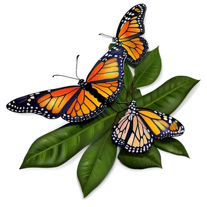 Illustrated Monarch Butterflies PNG Srl