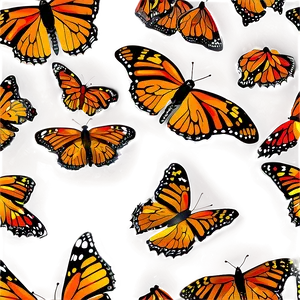 Illustrated Monarch Butterflies PNG Urp51