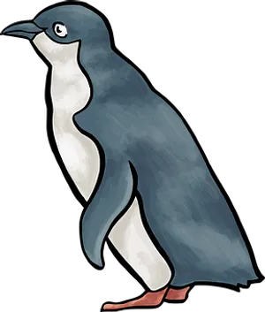 Illustrated Penguin Standing Side View