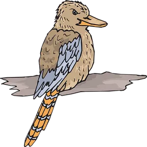 Illustrated Perched Bird PNG image