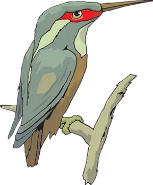 Illustrated Perched Bird Graphic