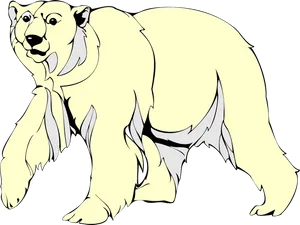 Illustrated Polar Bear Walking PNG image