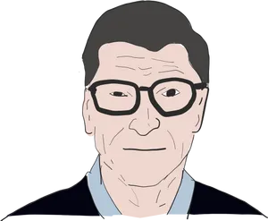 Illustrated Portraitof Bill Gates PNG image