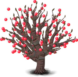 Illustrated Red Fruit Tree PNG image