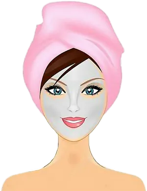 Illustrated Womanwith Pink Towel Turban PNG image