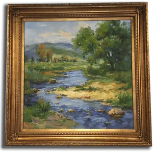 Impressionist River Landscape Painting PNG