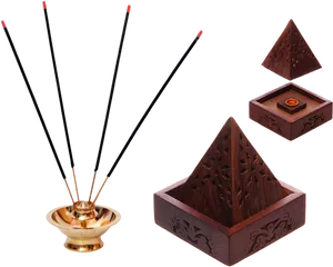 Incense Sticksand Wooden Holders PNG